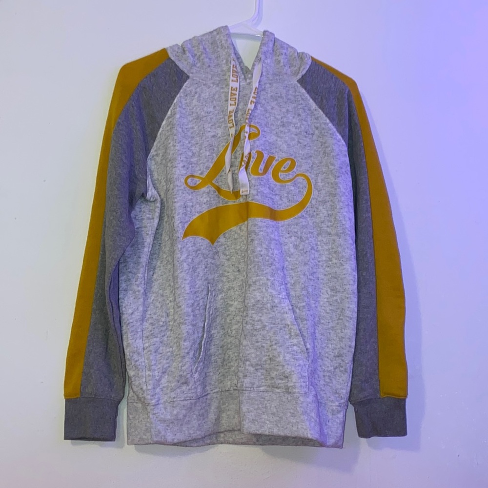 Womens Grey And Yellow Hoodie